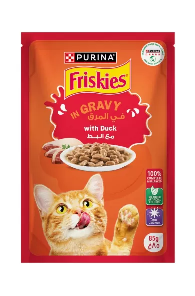 Purina Friskies Duck Chunks in Gravy Dry Cat Food Pouch - 85g