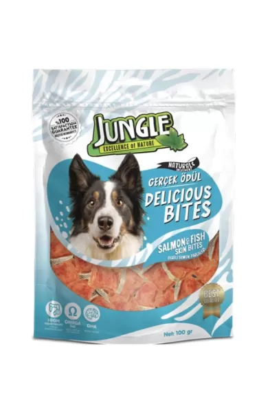 Jungle Salmon & Fish Skin Bites For Dogs - 100g