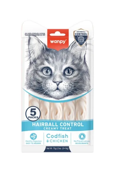 Wanpy Hairball Control creamy treat for cats - 70g