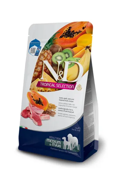FARMINA N&D Tropical Lamb & Tropical Fruits Adult Dog Medium & Maxi 10Kg