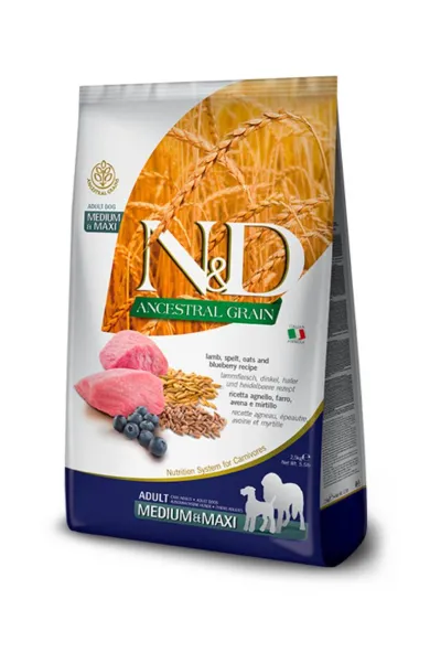 Farmina N&D Ancestral Grain Lamb & Blueberry Adult Dog Medium & Maxi 2.5Kg