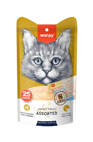 Wanpy Cat Creamy Lickable Treats - 25 Umixed flavor 350g