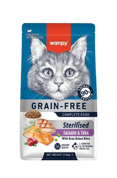 Wanpy Grain Free Dry Food For Sterilized Cat-Salmon 1.5KG