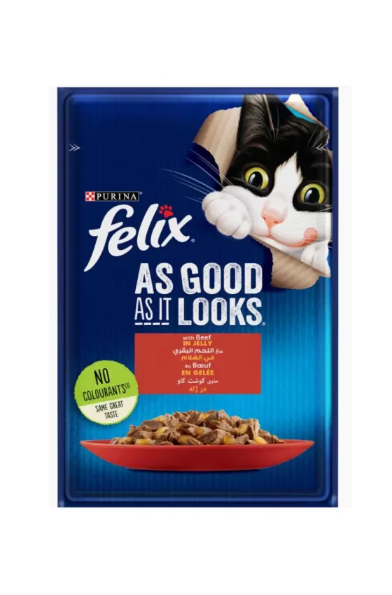 PURINA FELIX As Good as it Looks Beef in Jelly Wet Cat Food Pouch - 85g