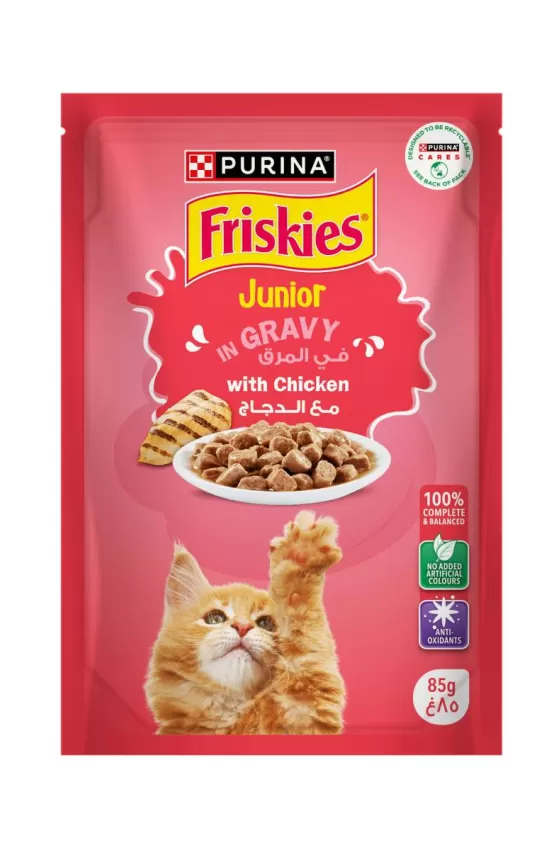 Purina Junior Friskies Chicken Chunks in Gravy Dry Cat Food Pouch - 85g