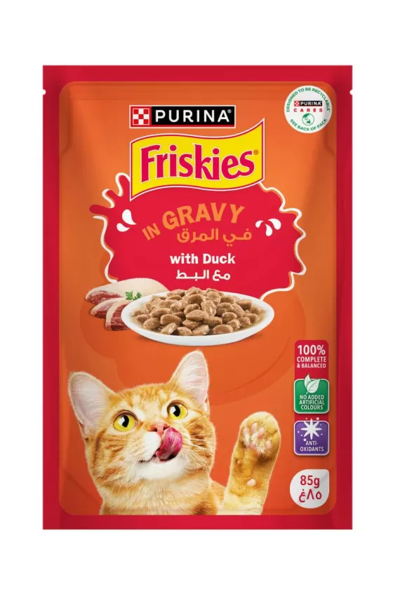 Purina Friskies Duck Chunks in Gravy Dry Cat Food Pouch - 85g