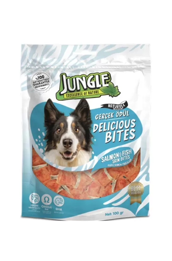 Jungle Salmon & Fish Skin Bites For Dogs - 100g