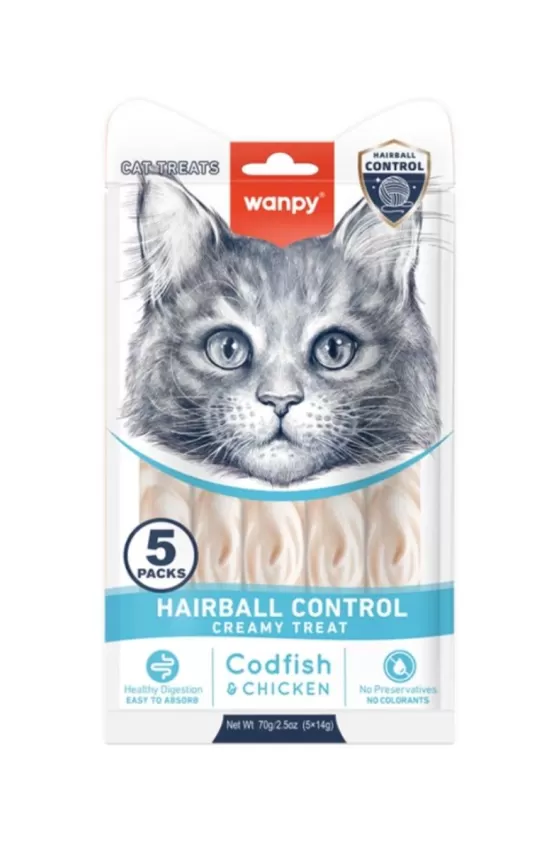 Wanpy Hairball Control creamy treat for cats - 70g