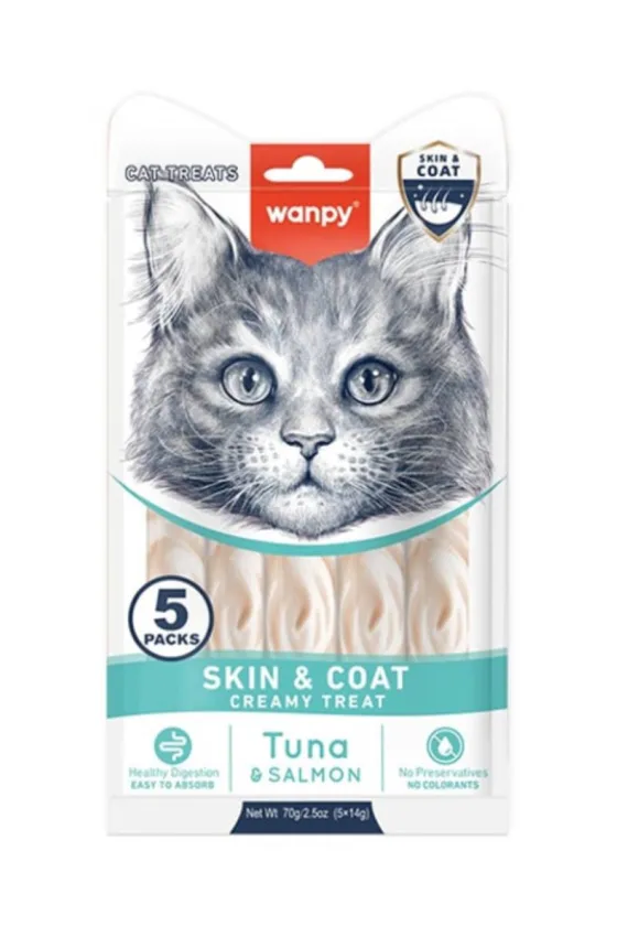 Wanpy Creamy Lickable Treats Tuna & Salmon liquid treats for cats - 70g