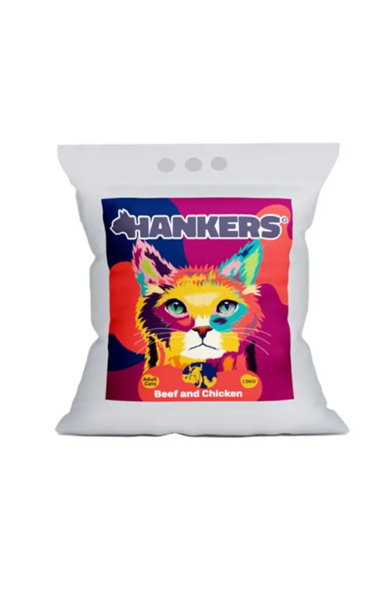 Hankers Dry Cat food Beef and Chicken - 1.5kg