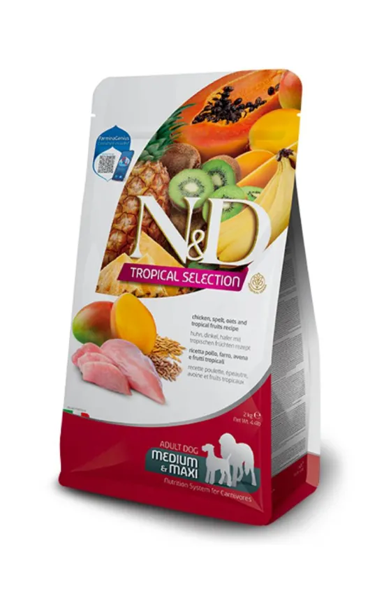 Farmina N&D Tropical Chicken & Tropical Fruits Adult Dog Medium & Maxi 10Kg