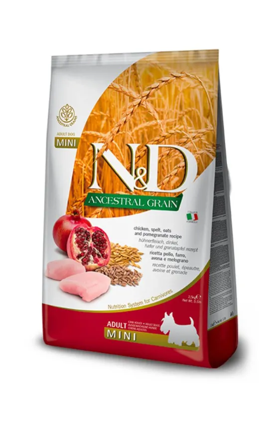 FARMINA N&D Ancestral Grain Chicken & Pomegranate Adult Mini 2.5Kg