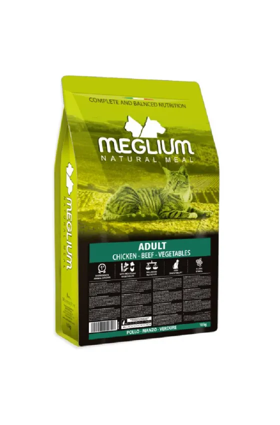 MEGLIUM CAT ADULT ADULT CHICKEN BEEF VEGETABLES 10KG	