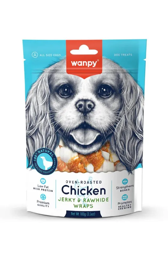 Wanpy Dog Chicken Jerky & Rawhide Wraps 100g