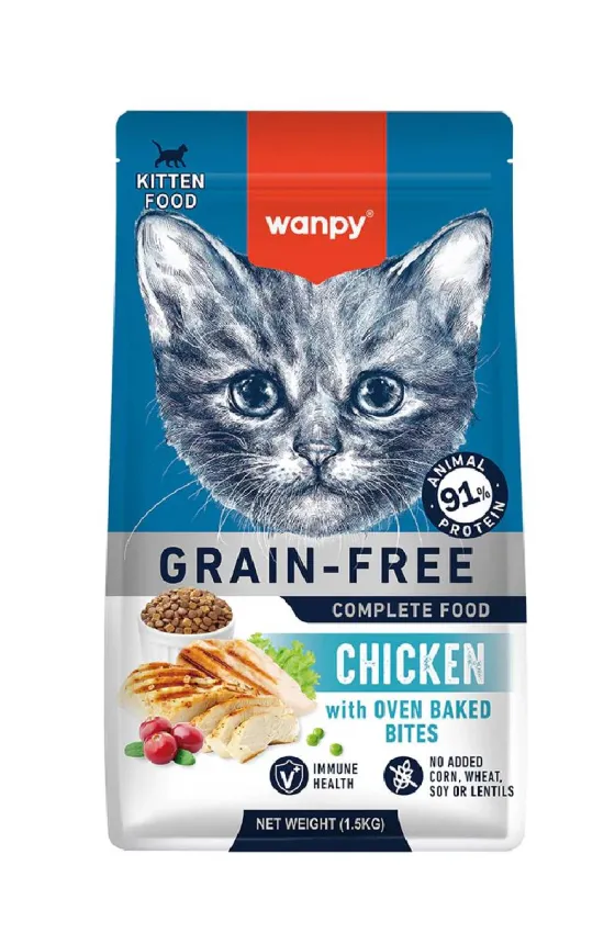 Wanpy Grain Free Dry Food For Kitten-Chicken 1.5KG