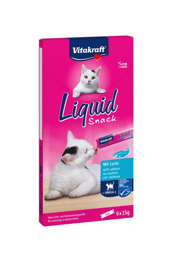 VITAKRAFT CAT LIQUID SNACK SALMON & OMEGA 6X15G
