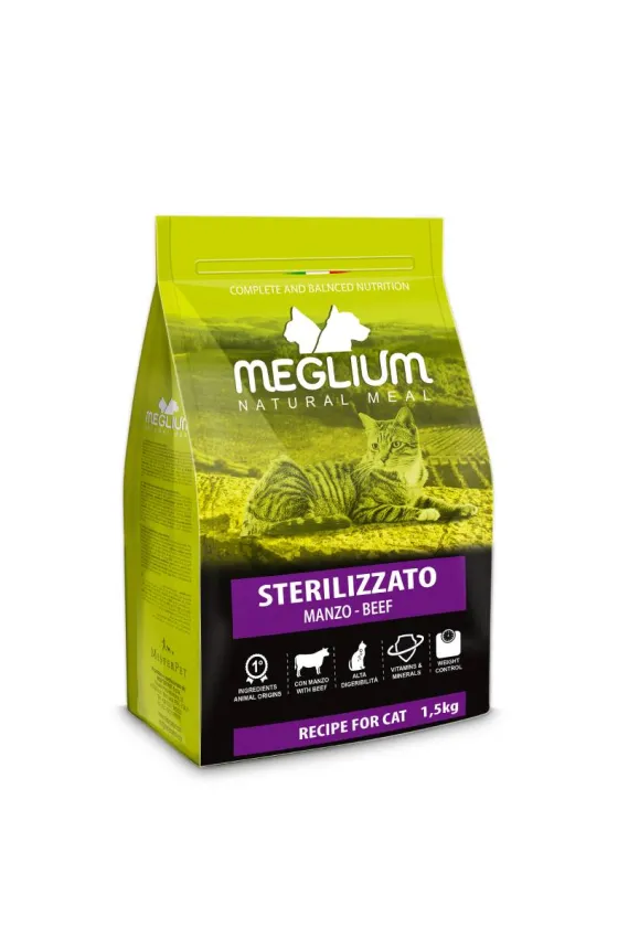 MEGLIUM CAT ADULT STERILIZED BEEF 1.5KG	